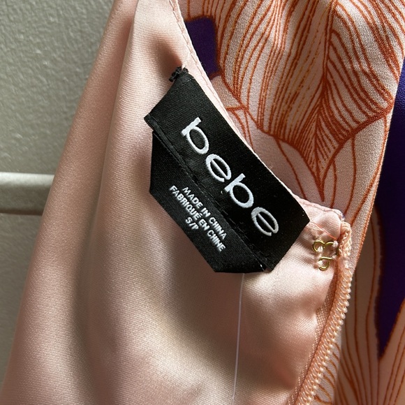 NWT BeBe Floral Romper Pockets Gold Chains Purple Peach Pink - Picture 10 of 11